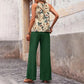 Women's 2 Piece Outfits Summer Casual Sleeveless Halter Neck Crop Tops Wide Leg Pants Set