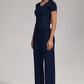 Women's Casual Sports Two-piece Set With V-neck Button, Short Sleeved, Low Waisted Flared Pants, Sportswear