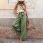 Women's 2 Piece Outfits Summer Casual Sleeveless Halter Neck Crop Tops Wide Leg Pants Set
